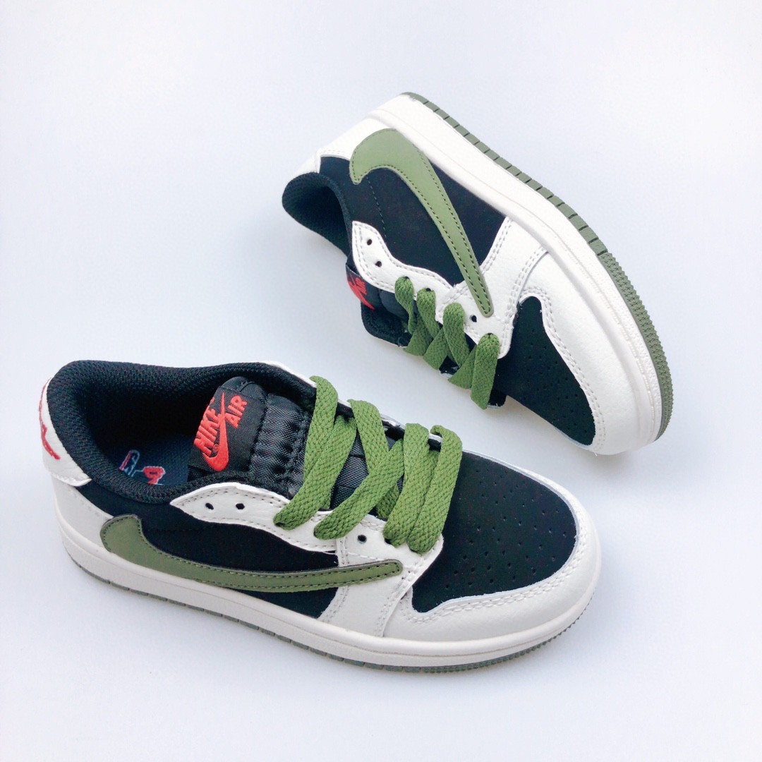 Youth Running Weapon Air Jordan 1 x Travis Scott Navy/White/Green Shoes 008